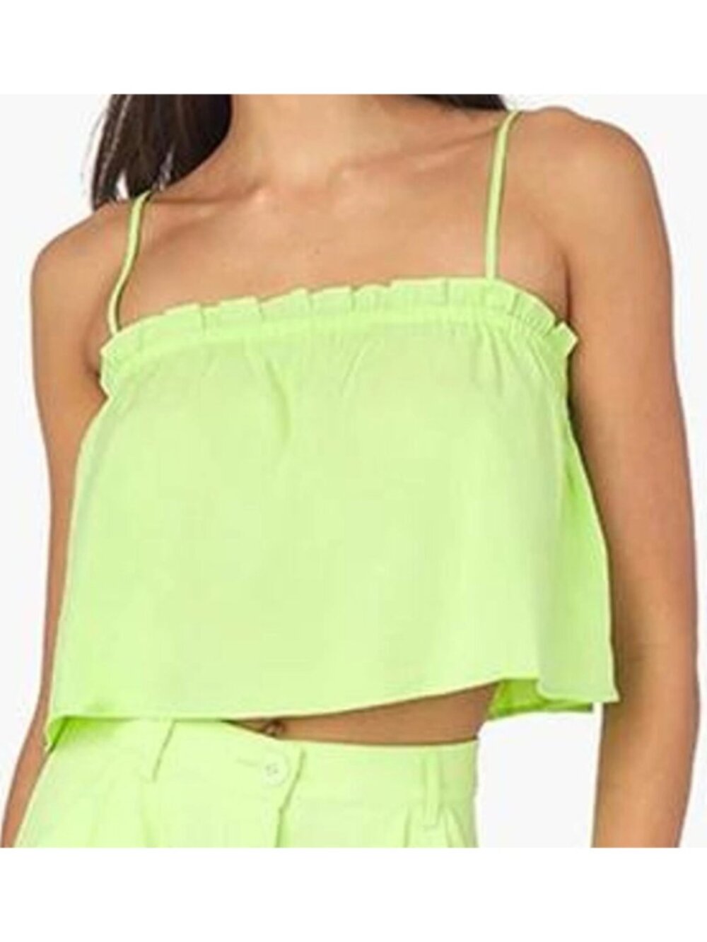 We Wore What Ruffle Cami Top in Green NWOT Size Large Summer Casual